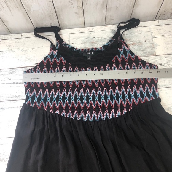 Torrid Black Challis & Colorful Zigzag Smocked Babydoll Cami 0 - Picture 4 of 6